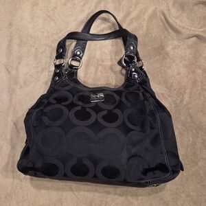 Coach Black Shoulder Bag with Signature Pattern